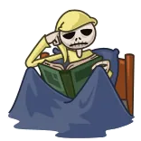 🥱 livro, sono, cama, desenho animado, personagem whatsapp sticker