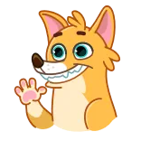 👋 สุนัข, การ์ตูน, สัตว์, น่ารัก, โบกมือ, เป็นมิตร whatsapp sticker