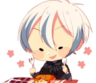 ☄ Chibi, Mignon, Manger, Dessert, Animé telegram sticker