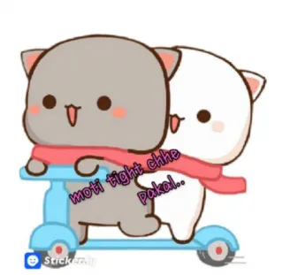 🛵 moti tight chhe pakal.. cute, cats, peach and goma, scooter, friendship whatsapp sticker