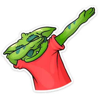 💃 alienígena verde, dab, personagem de desenho animado whatsapp sticker