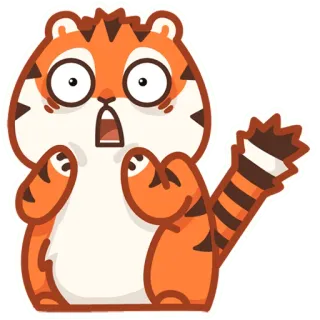 😳 tiger, scared, animal, shocked, cartoon, cute, expression telegram sticker