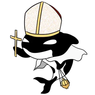 ⛪️ косатка, папа, религиозный, кит, мультфильм telegram sticker