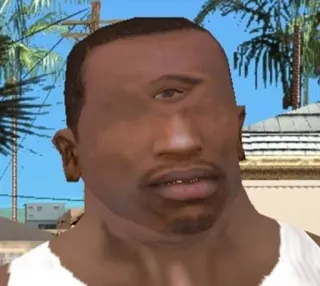 👁 CJ Grand Theft Auto: San Andreas CJ, Grand Theft Auto, San Andreas, Gaming, Personage, Videogame, Cycloop, Grappig telegram sticker