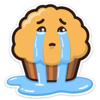 😭 คัพเค้ก, เศร้า, ร้องไห้, อารมณ์, ของหวาน, น้ำตา, อาหาร telegram sticker