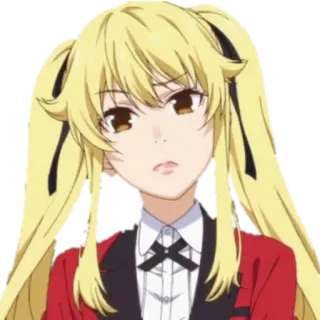 🤨 Mary Saotome Kakegurui Anime, Mangá, Kakegurui, Mary Saotome, loira, uniforme escolar whatsapp sticker
