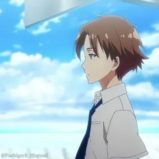 📚 Anime, Jongen, Schooluniform, Lucht, Wolken, Portret telegram sticker