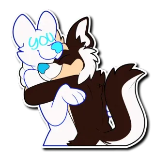 🤗 you furry, hug, embrace, love, cartoon, cute, anthropomorphic telegram sticker