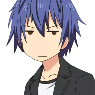 😑 Anime, Manga, Cartone animato, Capelli blu, Serio, Ritratto telegram sticker