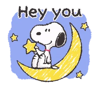 👋 Snoopy Hey you snoopy, peanuts, chien, lune, étoile, mignon telegram sticker