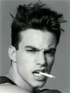 😁 hombre, cigarrillo, fumando, retrato, blanco y negro telegram sticker