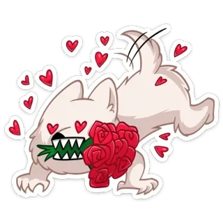 😍 cane, rose, amore, cuori, cartoni animati, carino telegram sticker