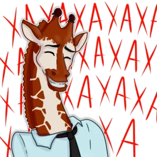 😃 XA XA XA XA Giraffa, Cartone animato, Antropomorfo, Risata, Meme, Divertente telegram sticker