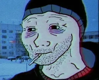 😞 Wojak doomer, depressed, sad, meme, wojak, cigarette telegram sticker