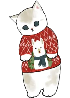 👕 kucing, sweter, llama, natal, musim dingin, imut, hewan telegram sticker