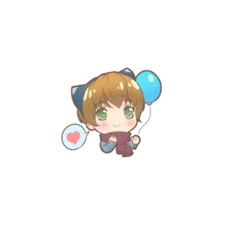 😁 Chibi, Anime, Cartoon, Niedlich, Kawaii, Ballon, Herz, Aufkleber whatsapp sticker