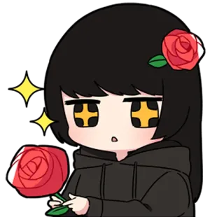 ❤️ anime, girl, rose, flower, chibi, cute telegram sticker