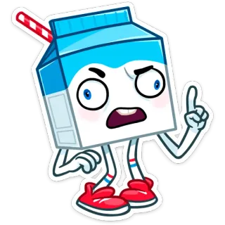 🤨 Milchkarton, Cartoon, animiert, Figur, Essen, Getränk, Aufkleber whatsapp sticker