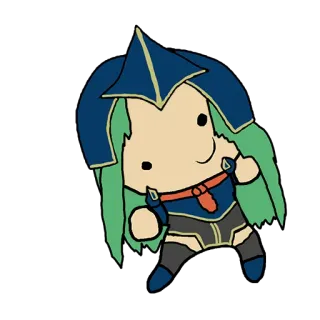 😊 Sticker, Chibi, Groen haar, Pantser, Fantasy personage, Cartoon telegram sticker