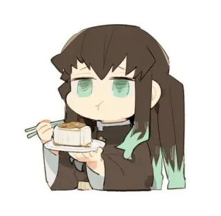 ☁️ Muichiro Tokito Demon Slayer Anime, Manga, Carino, Cibo, Mangiare, Chibi whatsapp sticker