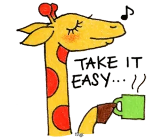 🍵 TAKE IT EASY... girafa, café, relaxar, fofo, desenho animado, animal, relaxa whatsapp sticker
