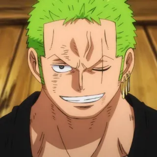 🧩 Zoro One Piece Anime, Spadaccino, Capelli verdi, Pirata, Cicatrice telegram sticker