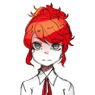 😕 Anime, Dibujos animados, Personaje, Pelo rojo, Dibujo telegram sticker