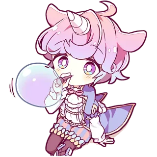 🤪 치비, 애니메이션, 귀여운, 유니콘, 거품, 카와이, 파스텔 telegram sticker