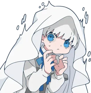 😱 Anime, Blanco, Ojos azules, Fantasma, Dibujos animados, Personaje telegram sticker