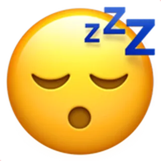 😴 이모티콘, 자는, zz, 얼굴, 노란색 telegram sticker