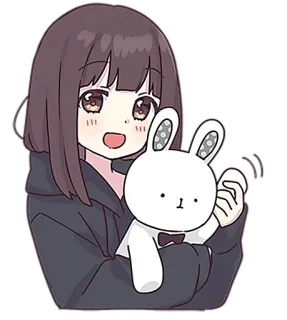 👋 anime girl, bunny, cute, cartoon, sticker, manga, doll, happy telegram sticker