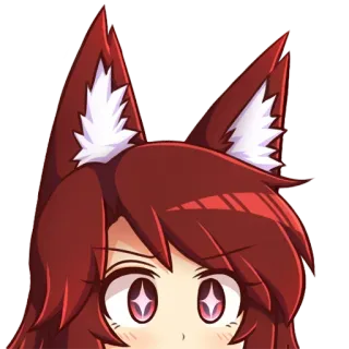 😶 动漫, 狐娘, 耳朵, 可爱, 卡哇伊, 卡通 telegram sticker