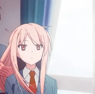 😶 anime, school uniform, girl, pink hair telegram sticker
