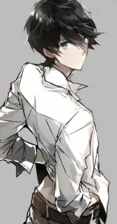 😕 アニメ, 漫画, 少年, 男性, キャラクター, ポートレート, 白いシャツ telegram sticker