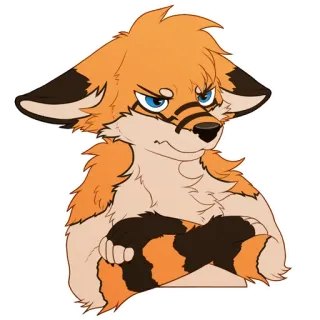 🤨 rubah, furry, binatang, kartun, oranye, marah telegram sticker