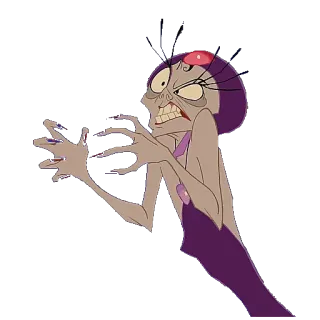 😈 Yzma The Emperor's New Groove การ์ตูน, ผู้ร้าย, ชั่วร้าย, ดิสนีย์, แอนิเมชัน telegram sticker