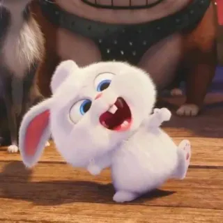 🐾 Snowball The Secret Life of Pets Cartone animato, Coniglio, Coniglietto, Animale, Bianco, Soffice, Carino, Animato, Film whatsapp sticker