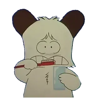 🚰 pies, kreskówka, szczoteczka do zębów, mycie zębów, zwierzę, słodki telegram sticker