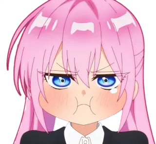 😤 anime, cewek, rambut pink, imut, marah, cemberut, kartun telegram sticker