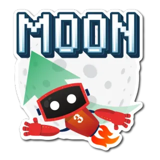 🚀 MOON 月亮, 火箭, 机器人, 太空, 未来 telegram sticker
