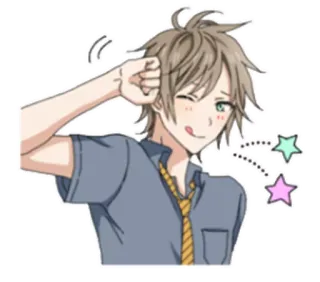 🤘 Anime, Junge, Schuluniform, Zwinkern, Süß, Sterne whatsapp sticker