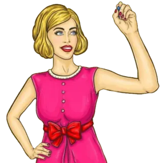 ✍ woman, cartoon, drawing, pink dress, illustration, blond hair telegram sticker