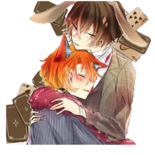 🥰 Anime, Oreilles de lapin, Oreilles de renard, Couple, Dessin animé telegram sticker