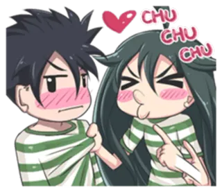 😘 CHU CHU anime, couple, kiss, love, cute, romance, cartoon telegram sticker