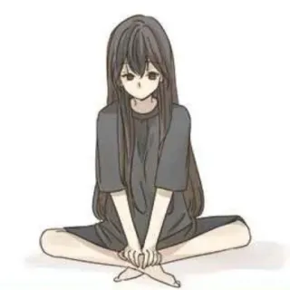 ⛲ chica, anime, manga, sentada, pelo largo telegram sticker