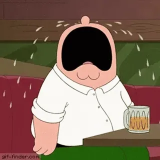 😢 Peter Griffin Family Guy pleurer, triste, dessin animé, bière, émotionnel whatsapp sticker
