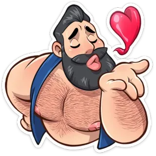 😘 мужчина, сердце, любовь, борода, поцелуй, мультфильм telegram sticker