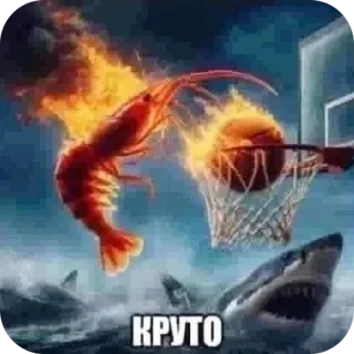 🔥 КРУТО Hai, Basketball, Garnele, Brennend, Meme, Lustig, Cool whatsapp sticker