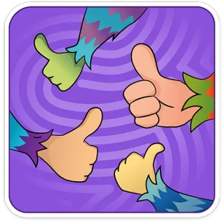 👍 Pollice in su, Gesto, Positivo, Accordo, Mani cartoon, Colorato telegram sticker