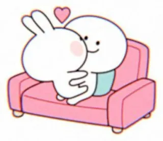 🦢 süß, Liebe, Cartoon, Hase, Herz, Couch whatsapp sticker